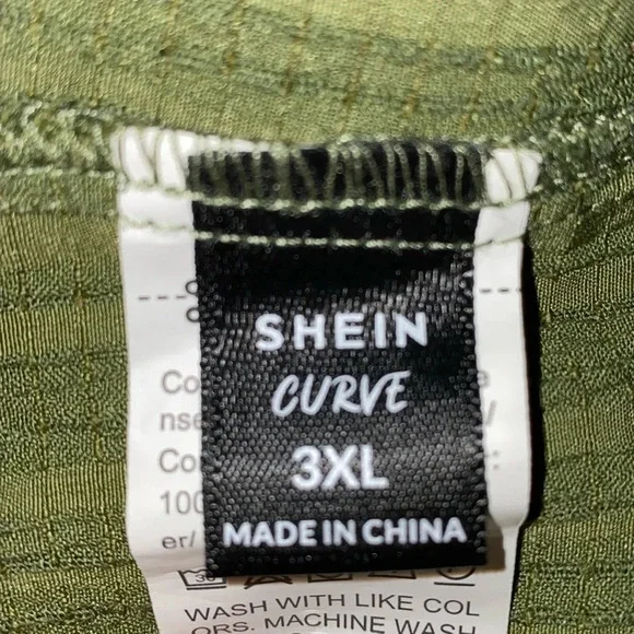 SHEIN Essence Plus army green long roll tab button up textured tunic NEW size 3X - Picture 8 of 14